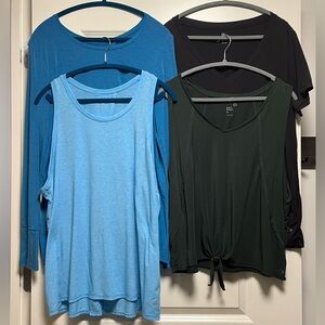 Lot of 4 GapFit Breathe Fitness Tops Soft Cool Breathable Blue Green Black XL